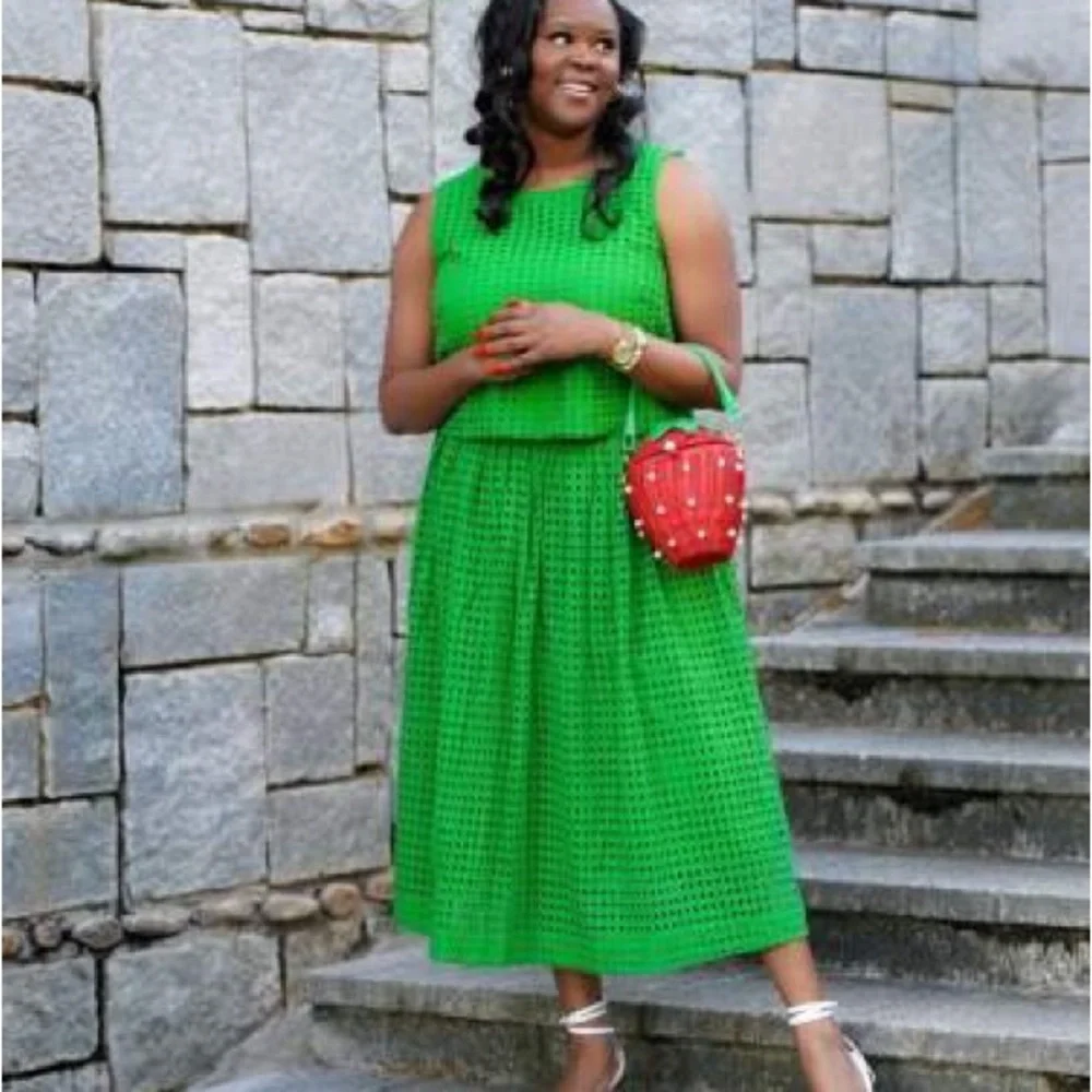 Kate Spade | Women's Eyelet Shell Tank Top & Volume Midi Skirt size L